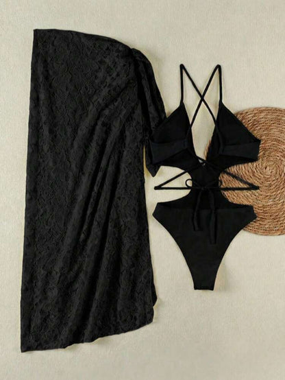 Black Cutout One Piece Swimsuit