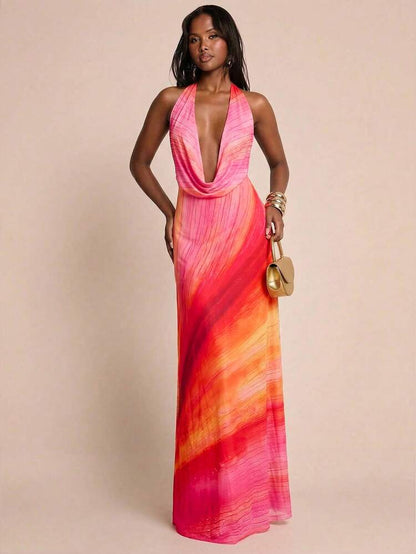 Orange Gradient Maxi Dress