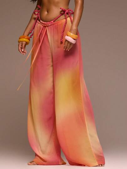 Sunset Mirage Drawstring Beach Pants - Multicolor