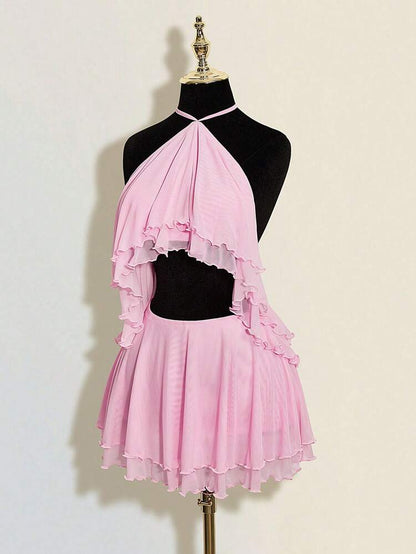 Sweetheart Ruffle Mini Dress - Baby Pink