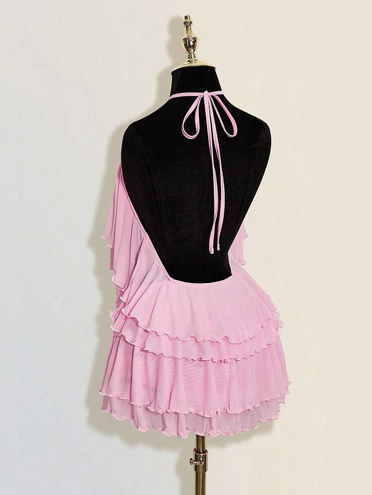 Sweetheart Ruffle Mini Dress - Baby Pink