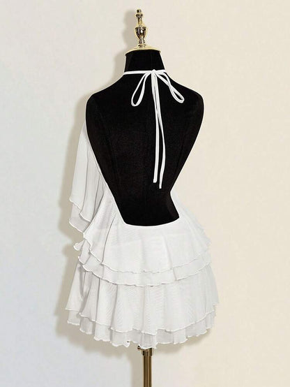 Ivory Muse Ruffle Mini Dress - White
