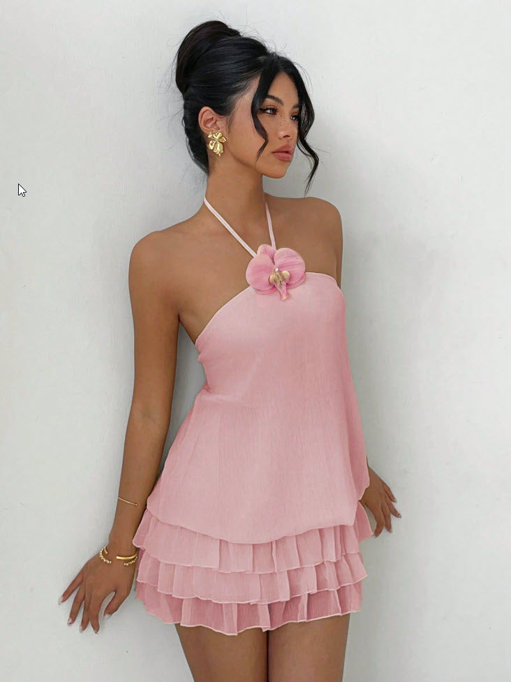 Floral Camisole Mini Dress - Light Pink