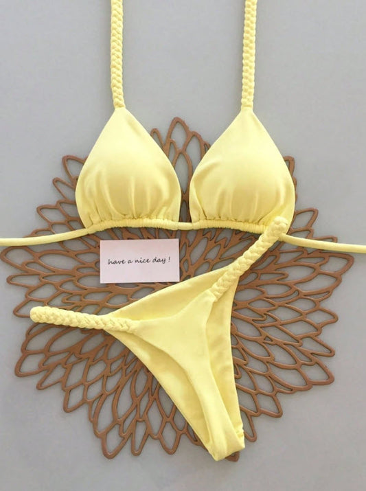 Coral Kiss Braided Bikini - Yellow