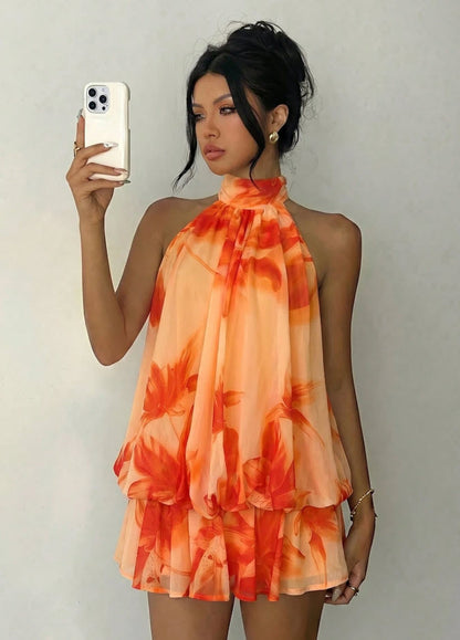 Halter Tie Mini Dress - Heatwave