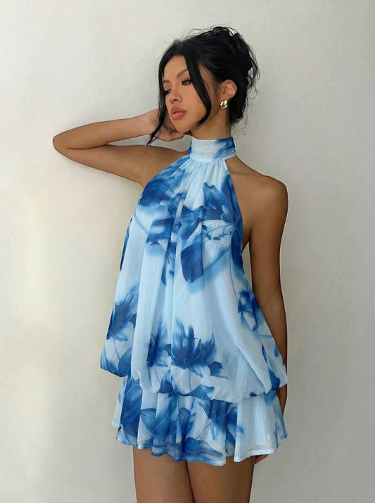 Halter Neck Mini Dress - Smurfette