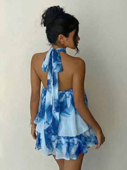 Halter Neck Mini Dress - Smurfette