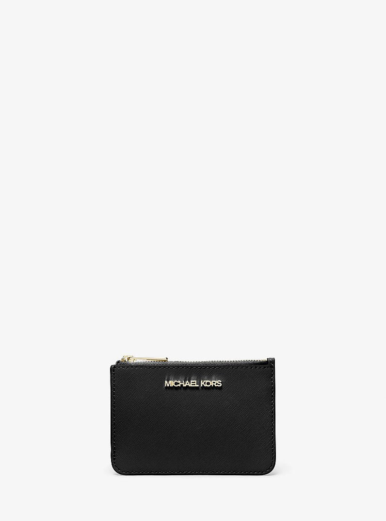 Jet Set Travel Small Saffiano Leather Coin Pouch - Black