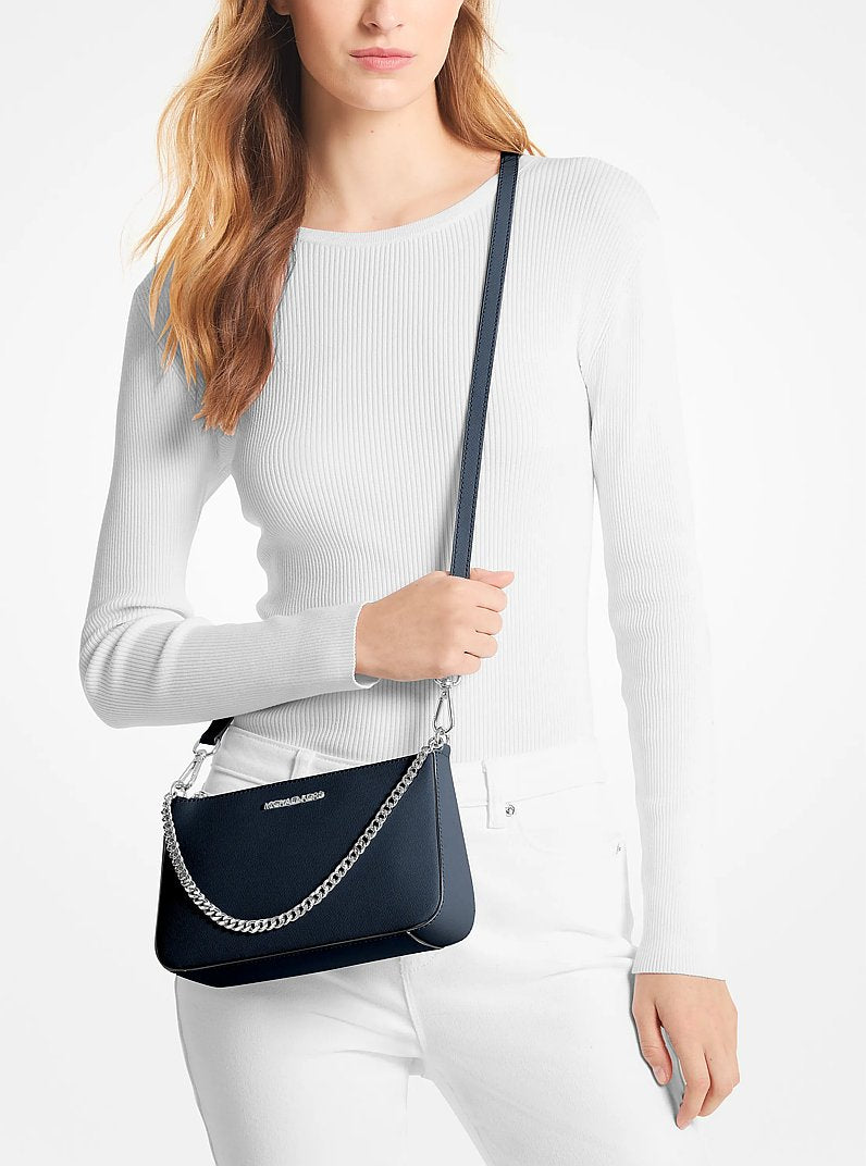 Jet Set Medium Saffiano Leather Crossbody Bag - Navy