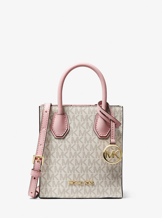 Mercer Medium Logo and Leather Accordion Crossbody Bag - PWD Blush MLT