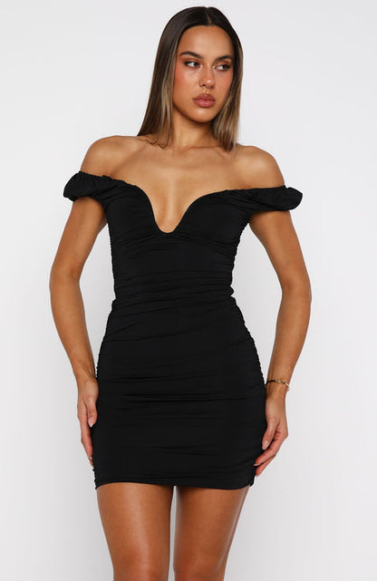 Wrongs And Rights Off Shoulder Mini Dress - Black