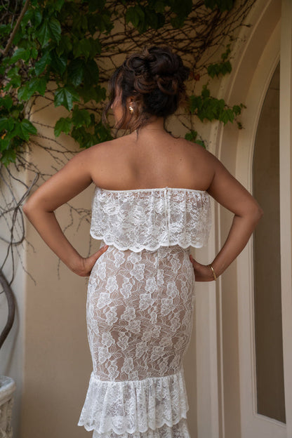 Ivory Fairytale Ending Lace Maxi Dress
