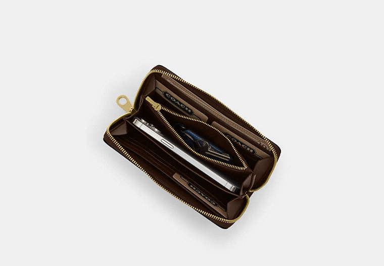 Coach Crossgrain Large Zip Around Wallet - Black