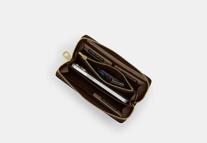 Coach Pebble Leather Large Zip Around Wallet - Chalk