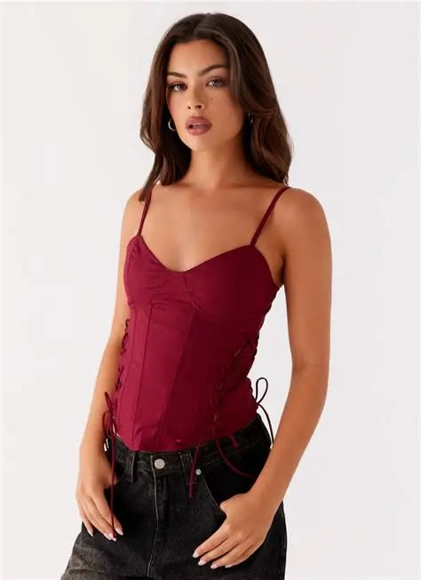 Tallie Corset Top- Red