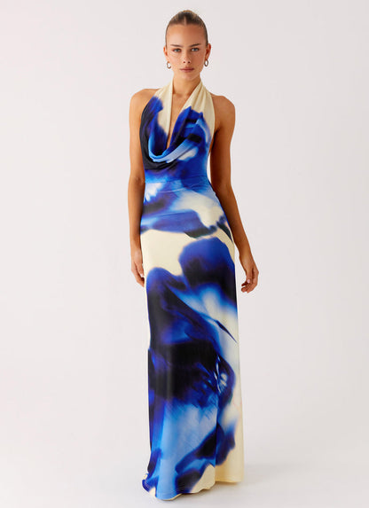 Only A Feeling Cowl Neck Maxi Dress - Blue