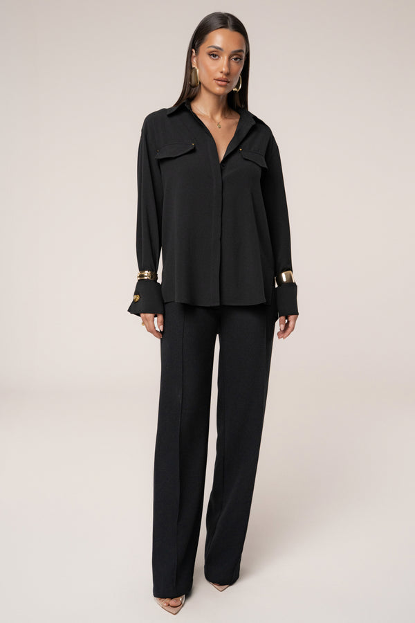 Black Stella Button Up Shirt
