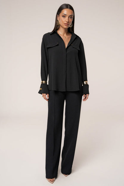 Black Stella Button Up Shirt