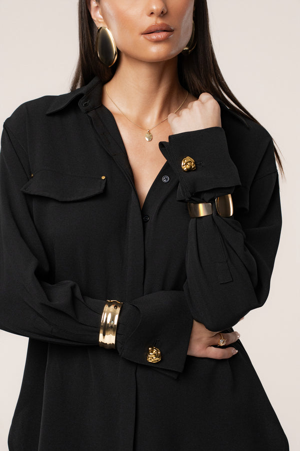 Black Stella Button Up Shirt