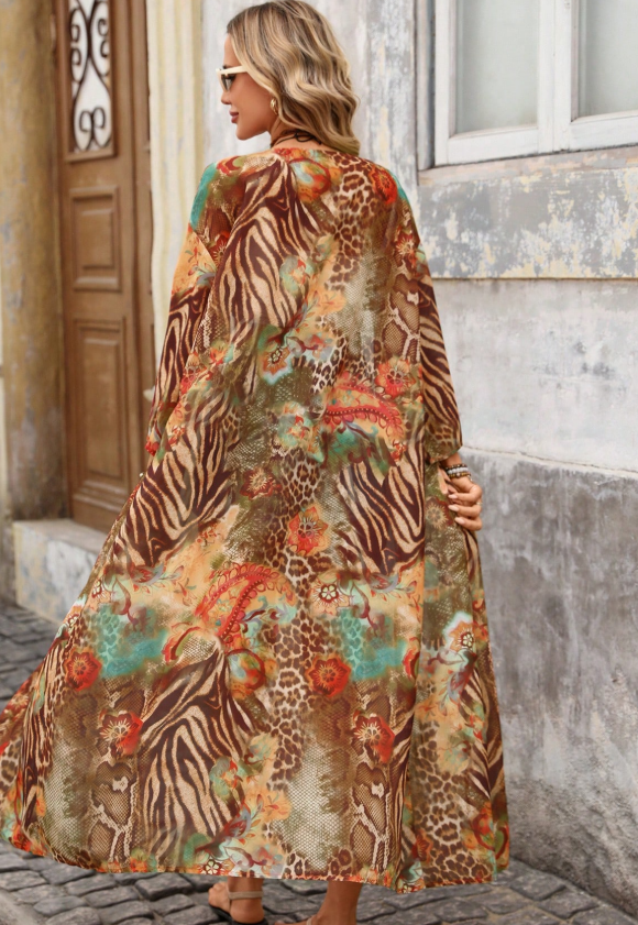 Coffee Brown Kimono Cover Up