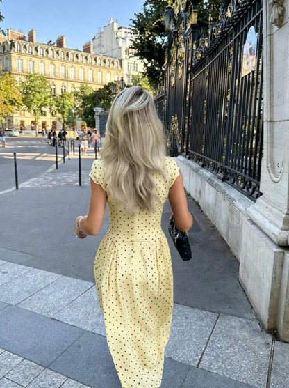 Patchwork Loose Long Dress - Light Yellow