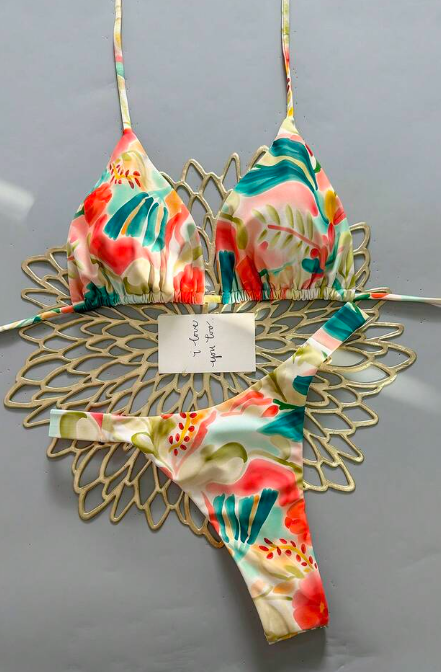 Bohemian Floral Braided Bikini Set - Multicolor