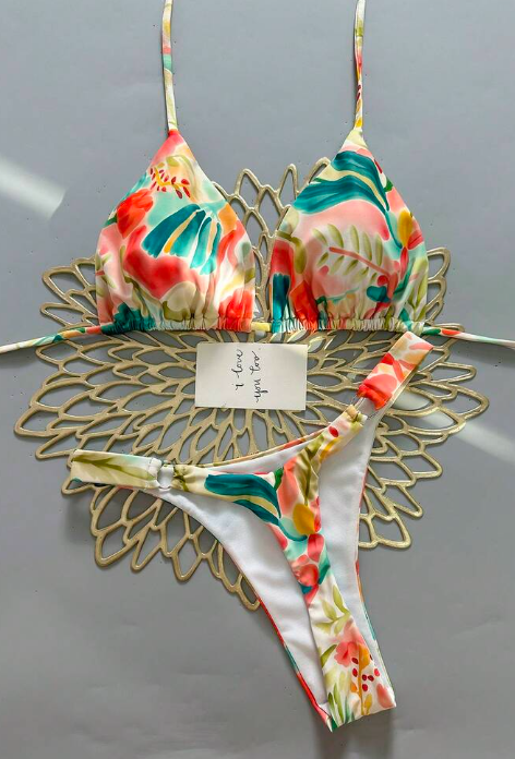 Bohemian Floral Braided Bikini Set - Multicolor