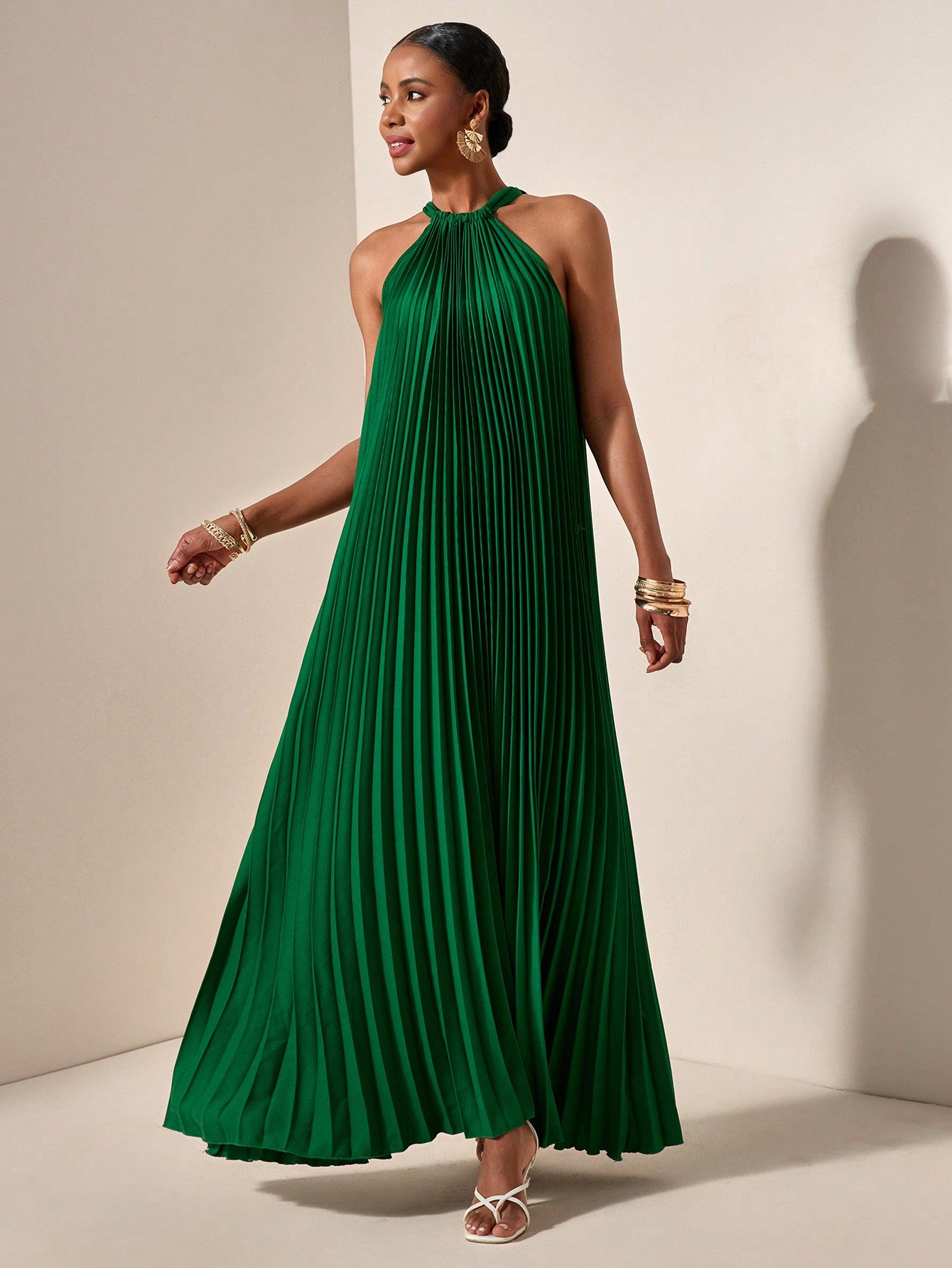 Zivah Halterneck Long Dress - Dark Green