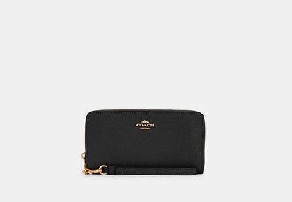 Coach Crossgrain Large Zip Around Wallet - Black