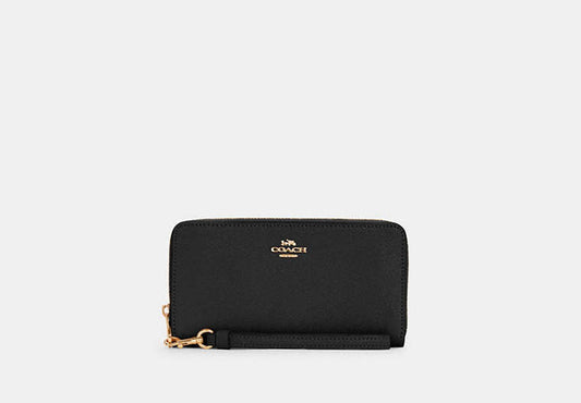 Coach Crossgrain Large Zip Around Wallet - Black