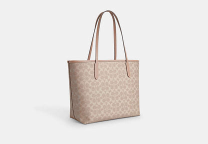 Coach Signature City Tote - Khaki White