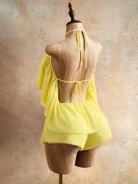 Sunlit Chiffon Halter Romper - Yellow