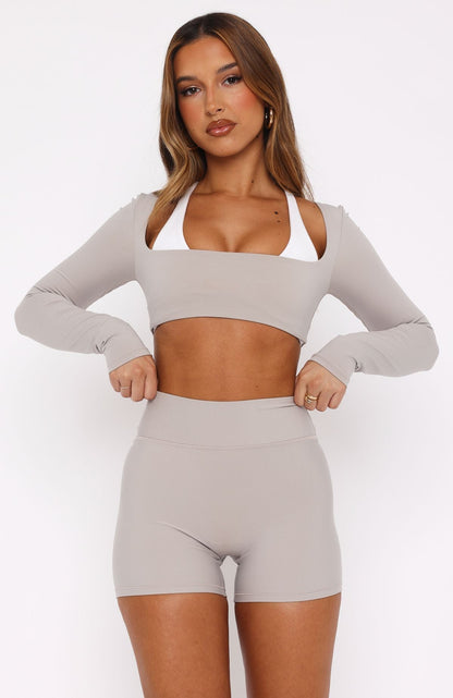 Keep Up High Waisted Shorts 4 Pebble