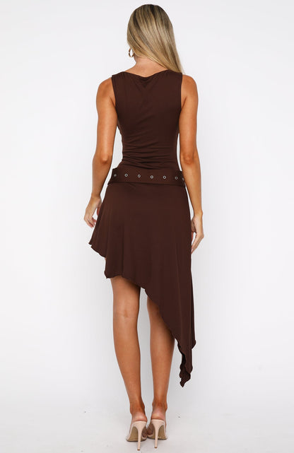 Worth My Time Midi Dress - Chocolate